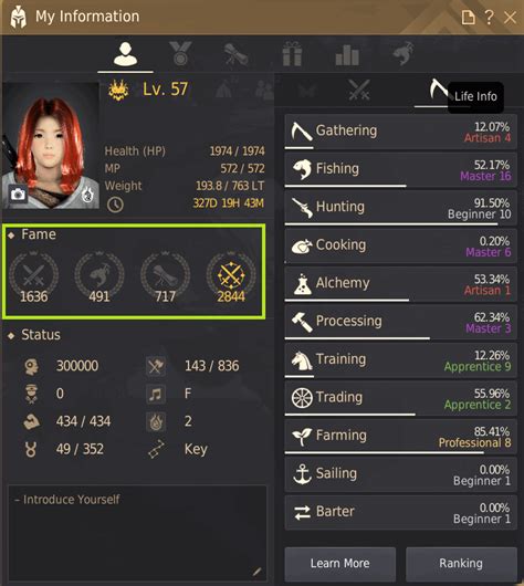 BDO Life Skill Levels, Ranks, Fame, & Experience Chart.
